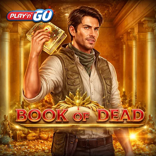 Book of Dead chủ đề Ai Cập cổ đại với sách vàng và logo game