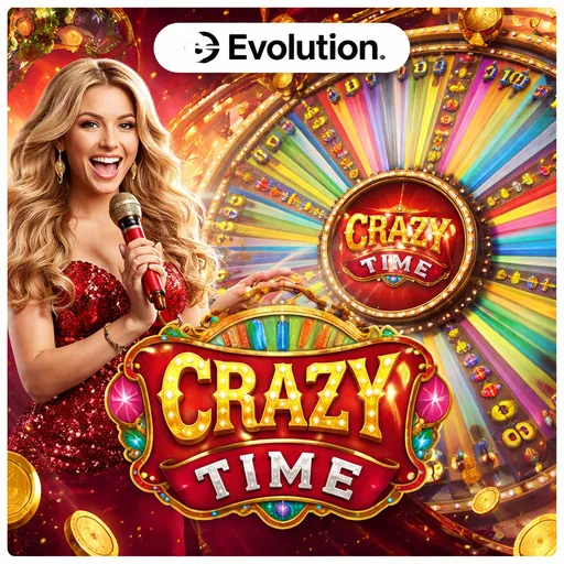 Crazy Time live game show với vòng quay lớn và logo game