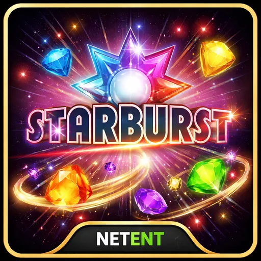 Starburst slot phong cách không gian neon với logo game rõ ràng