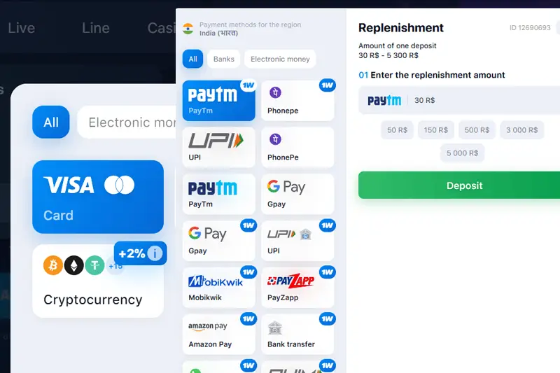 Hướng dẫn nạp tiền tại 1win