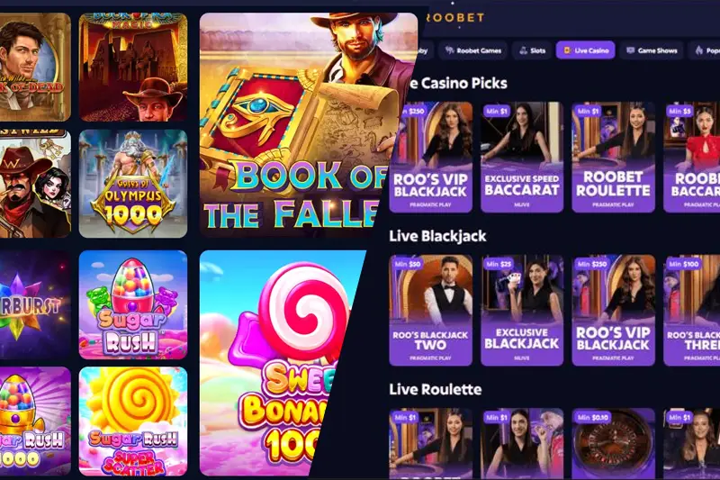 Roobet sảnh slot jackpot và live casino